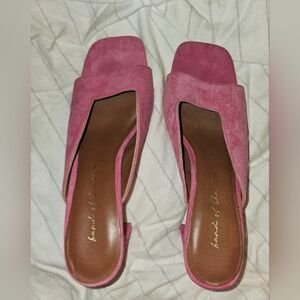 Women's Pink Suede Mules